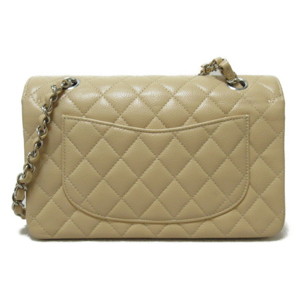 CHANEL Matelasse W Flap Chain Shoulder Bag Caviar Skin Beige - Picture 3 of 9